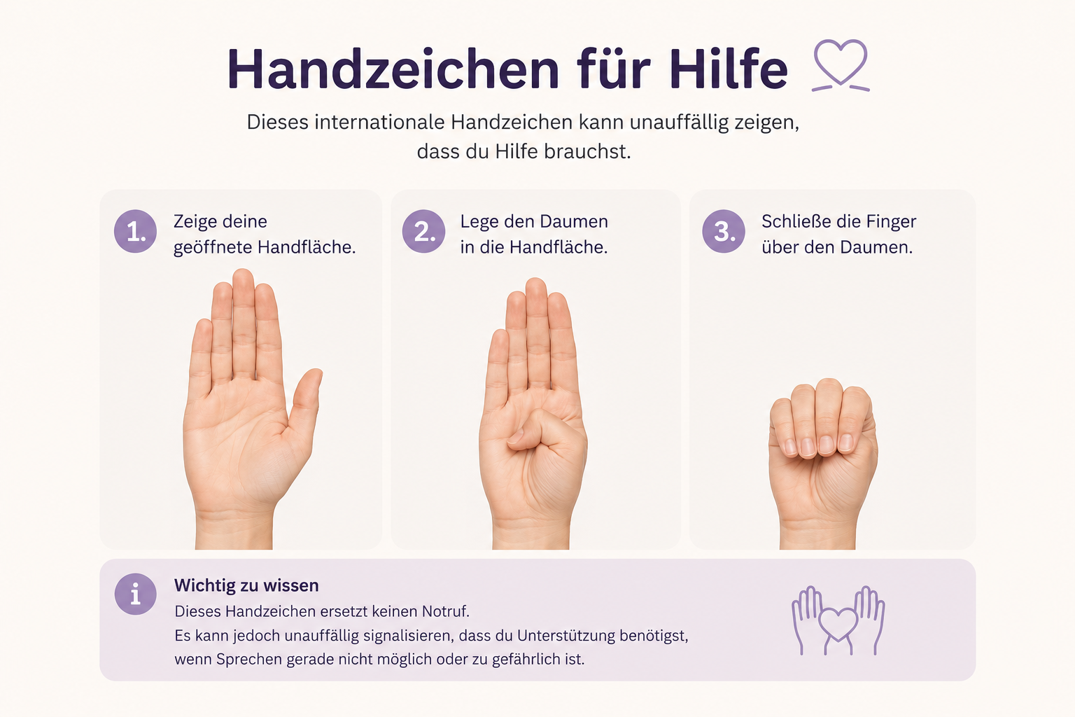 Internationales Handzeichen für Hilfe